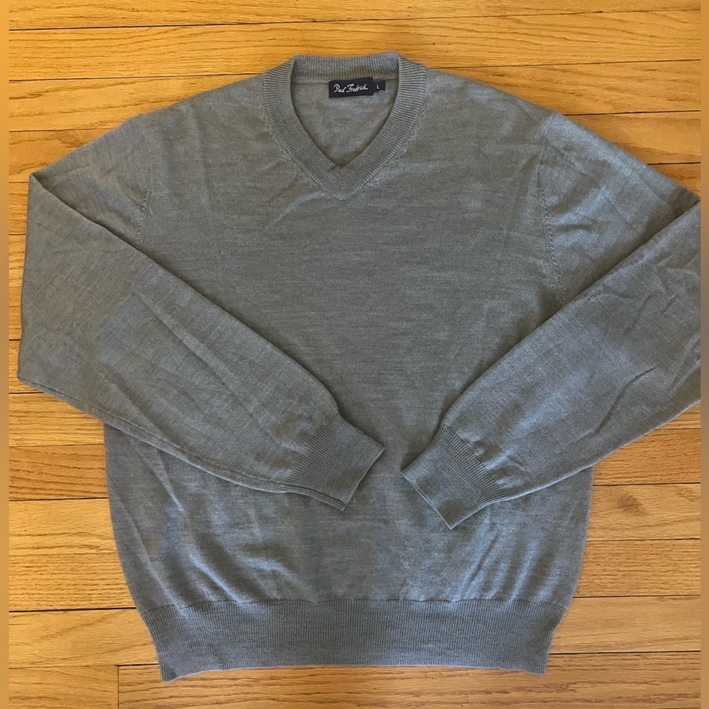Paul Fredrick Men’s Merino Wool Blend V Neck Sweater
